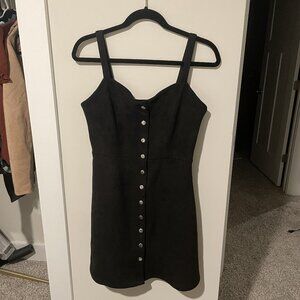 Button Up Suede A-Line Dress